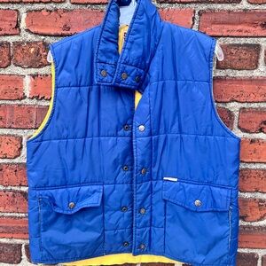 Blue Quilted Vest with Yellow Lining